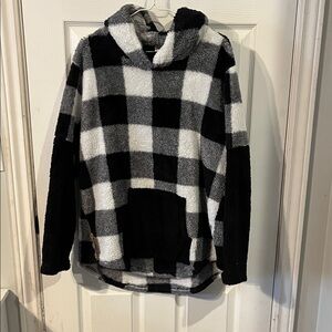 Plaid Black and White Sherpa Sweater